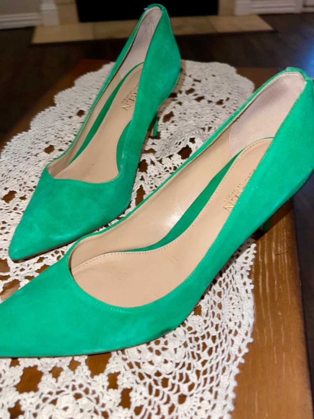 Lauren Ralph Lauren Green Suede Pointed-Toe Pumps